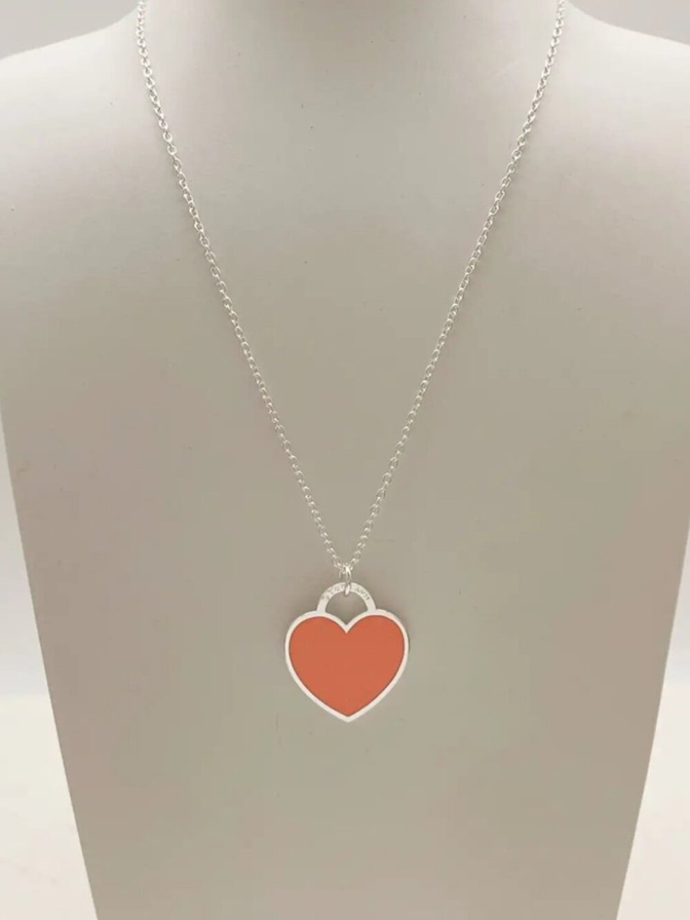 Tiffany & Co. Silver Pink Heart Necklace
